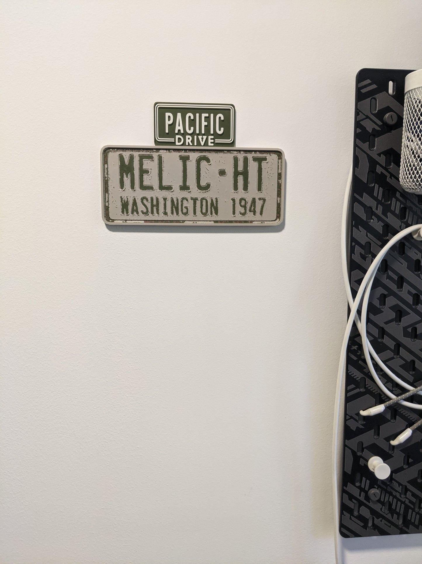 Pacific Drive Inspired Iconic License Plate, Gaming Room Decor, Desk Ornament, Video Game Collectible, Gamer Gift, Car Lover Gift, Wall Art