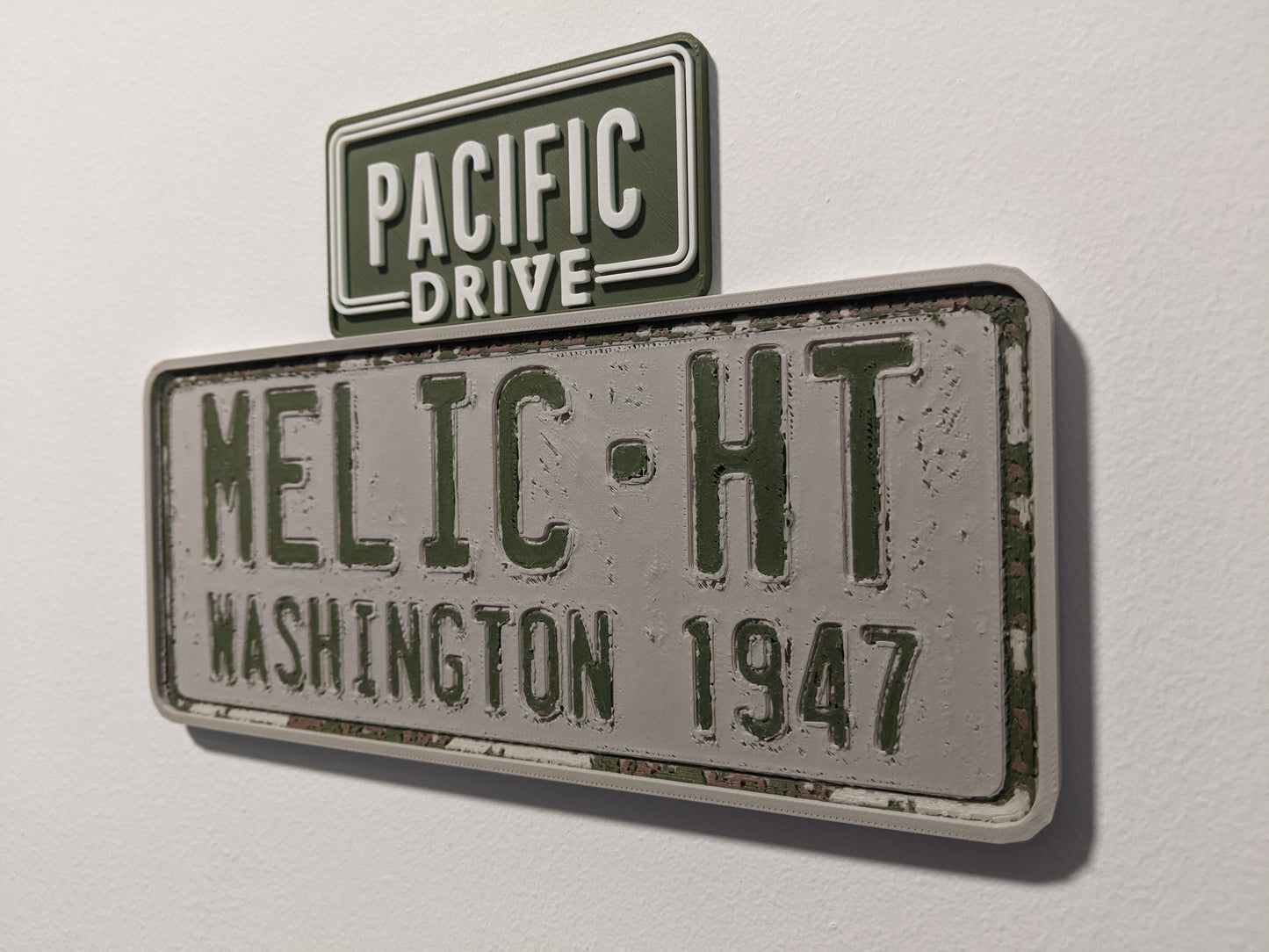 Pacific Drive Inspired Iconic License Plate, Gaming Room Decor, Desk Ornament, Video Game Collectible, Gamer Gift, Car Lover Gift, Wall Art