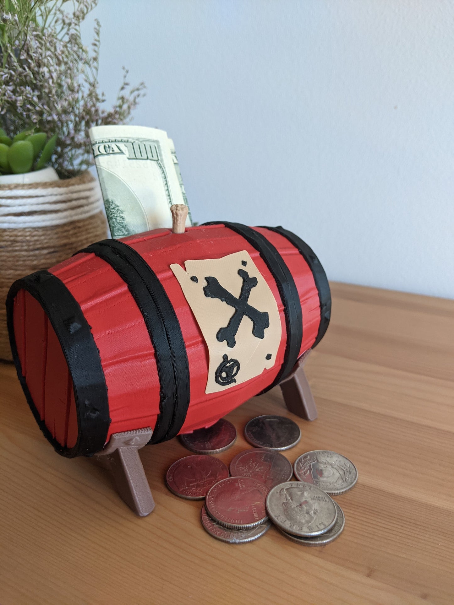 Sea of Thieves Gunpowder Barrel Keg Money Box, Gaming Piggy Bank, Birthday Gift Box, pirate-theme savings bank, gaming accessories desk deco