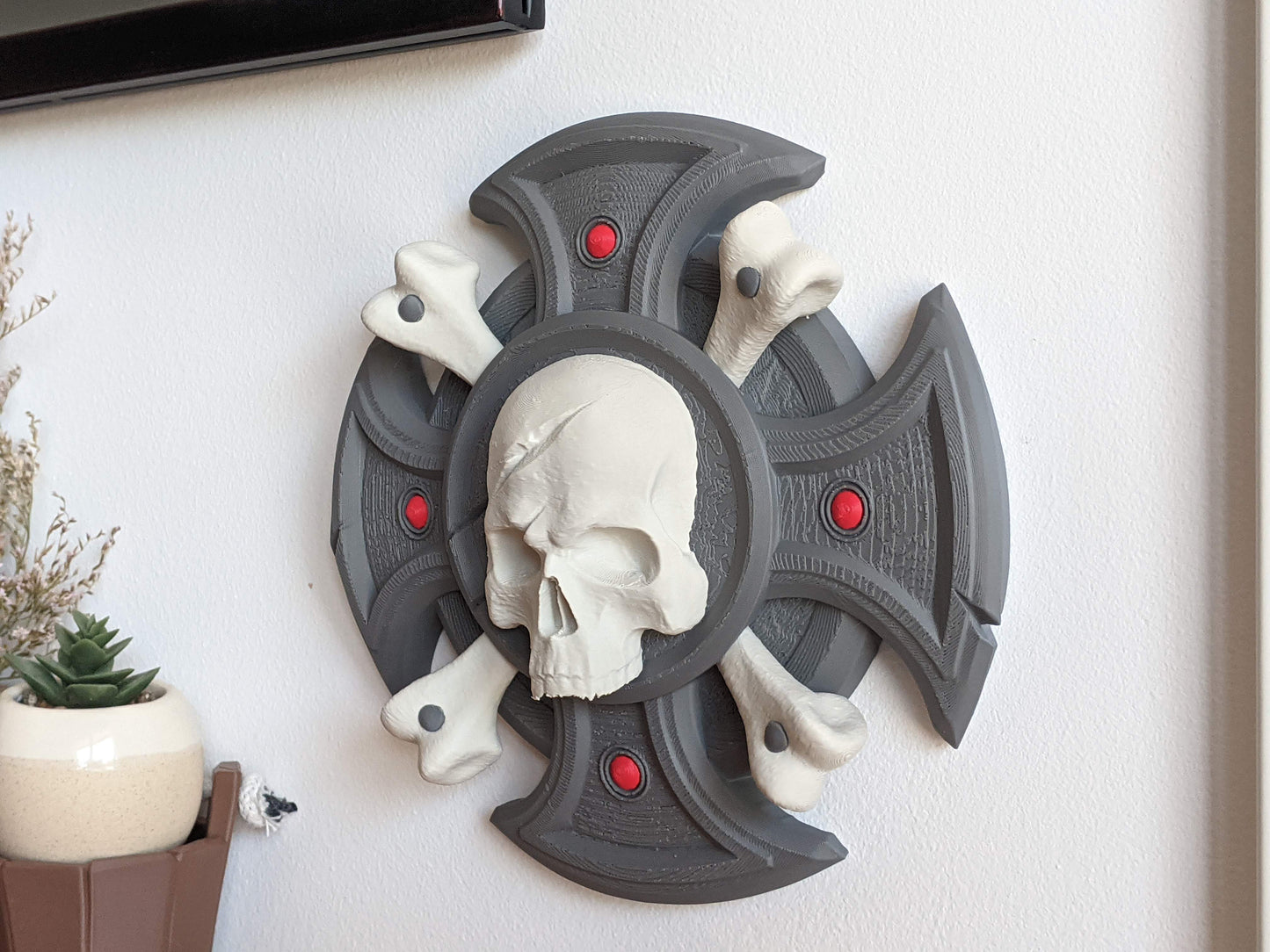 Space Marine 2 Inspired Crux Terminatus Wall Art Plate Plaque, Warhammer 40k Skull Poster, Gift for Gamers, Gaming Room Decor
