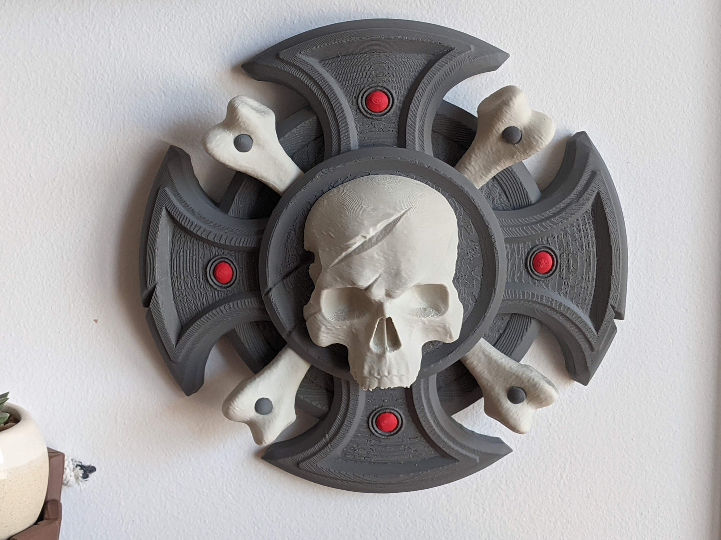 Space Marine 2 Inspired Crux Terminatus Wall Art Plate Plaque, Warhammer 40k Skull Poster, Gift for Gamers, Gaming Room Decor