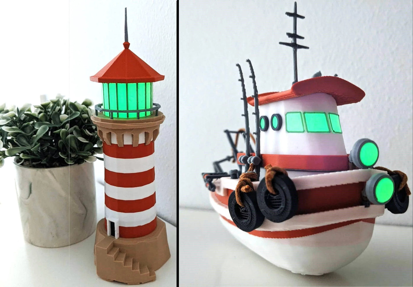 Dredge boat and lighthouse