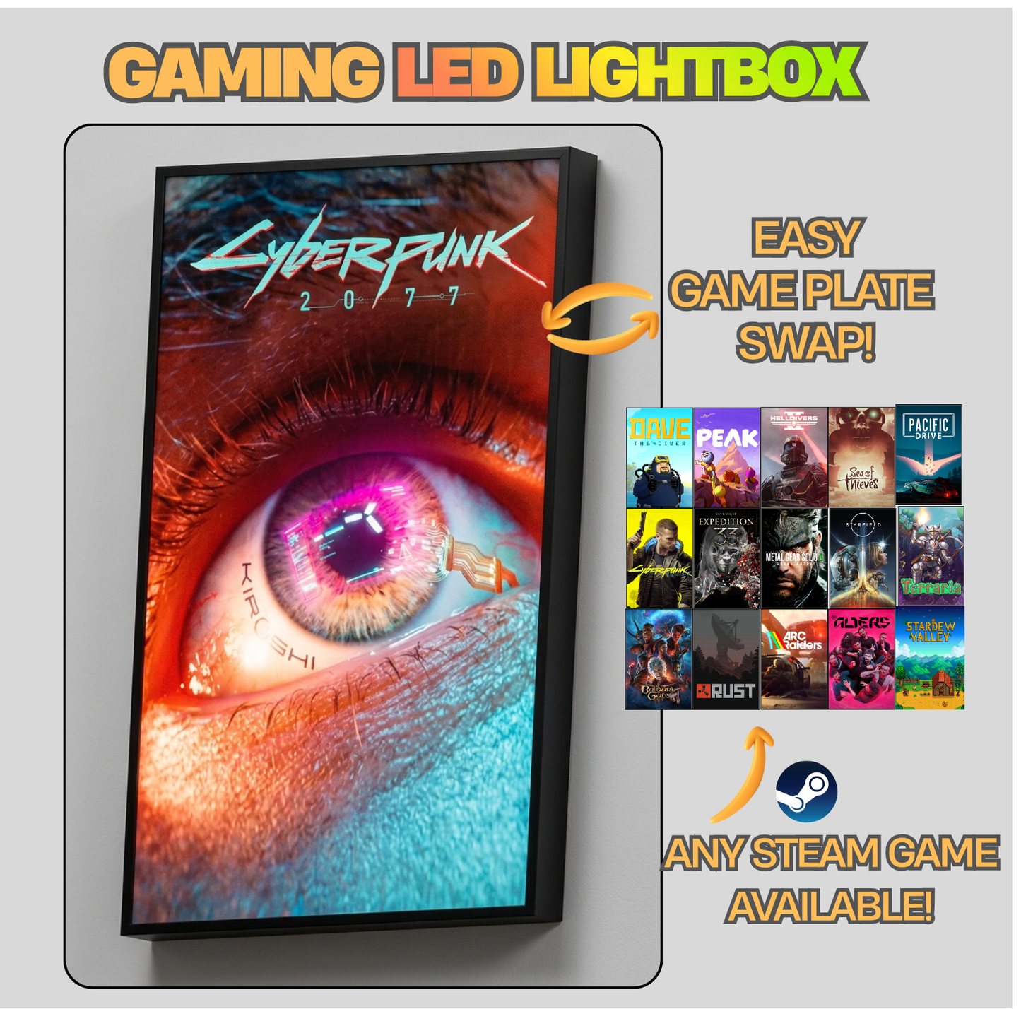 Zero Parades LED Lightbox Gaming Poster | Custom Game Light Box | Gamer Room Decor | USB LED Frame