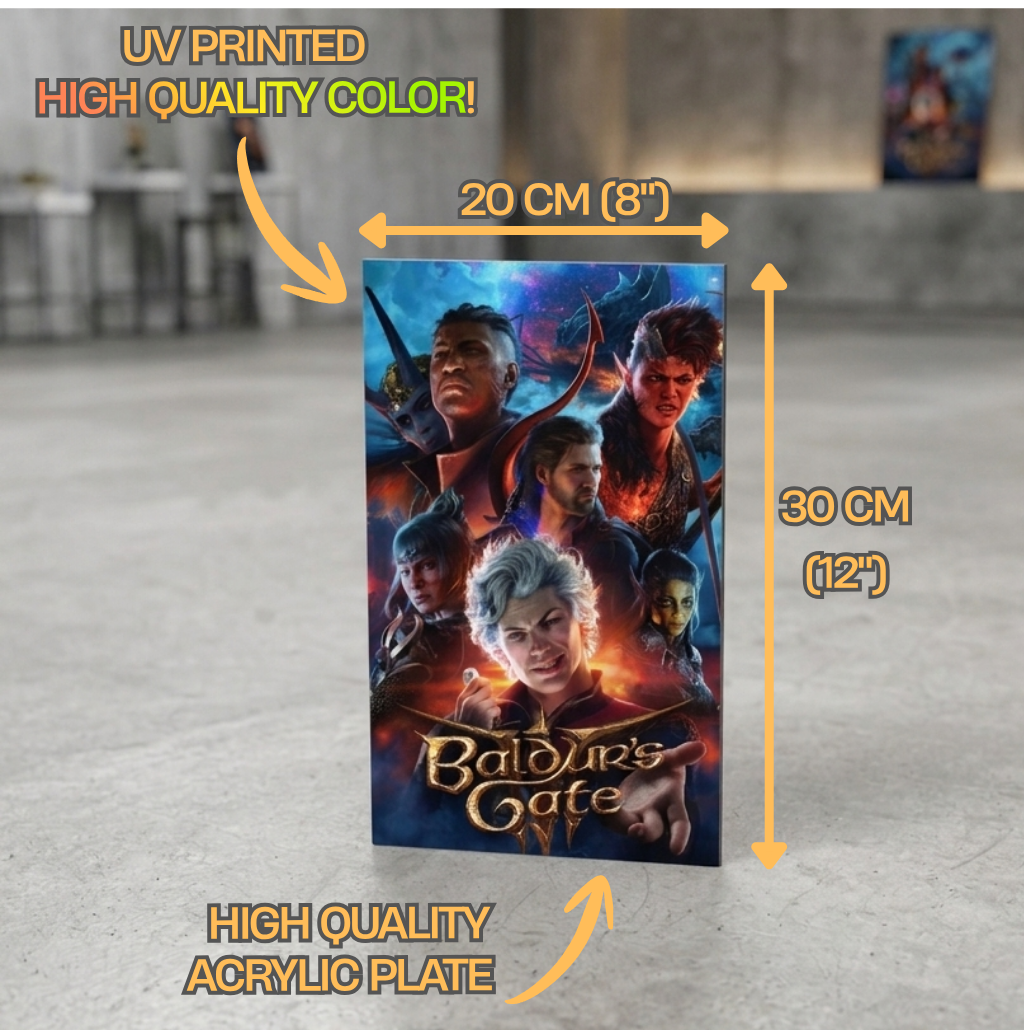 Baldur's Gate 3 LED Lightbox Gaming Poster | Custom Game Light Box | Gamer Room Decor | USB LED Frame