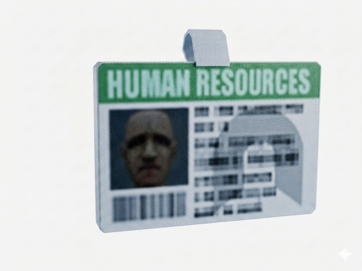 ID card with 'Human Resources' text on a white background