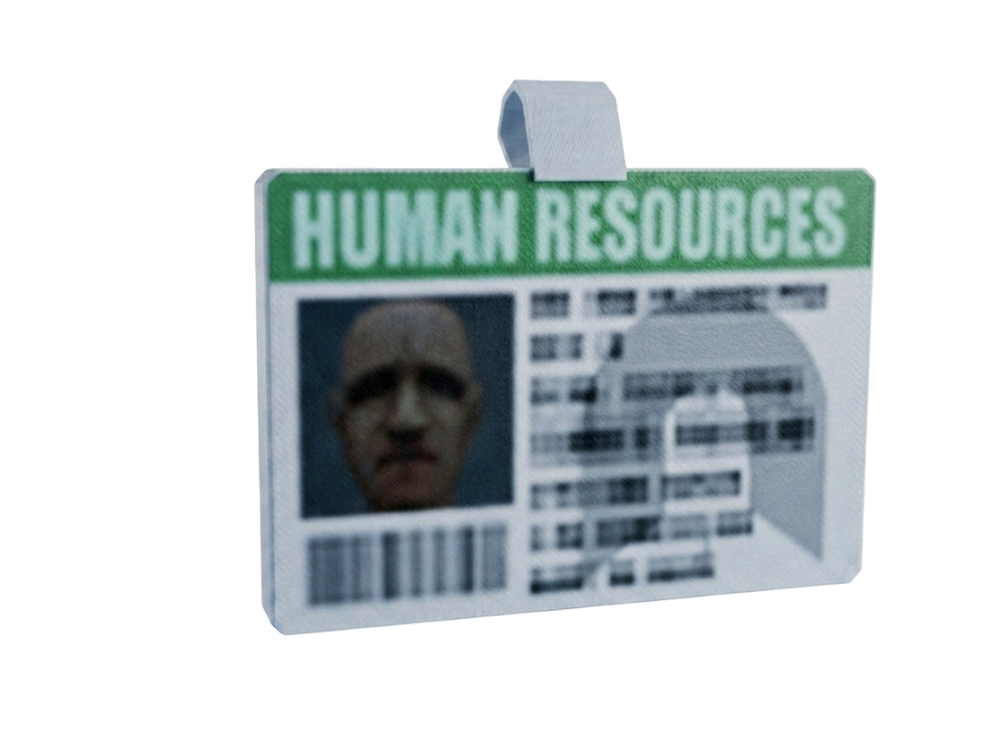 ID card with 'Human Resources' text on a white background