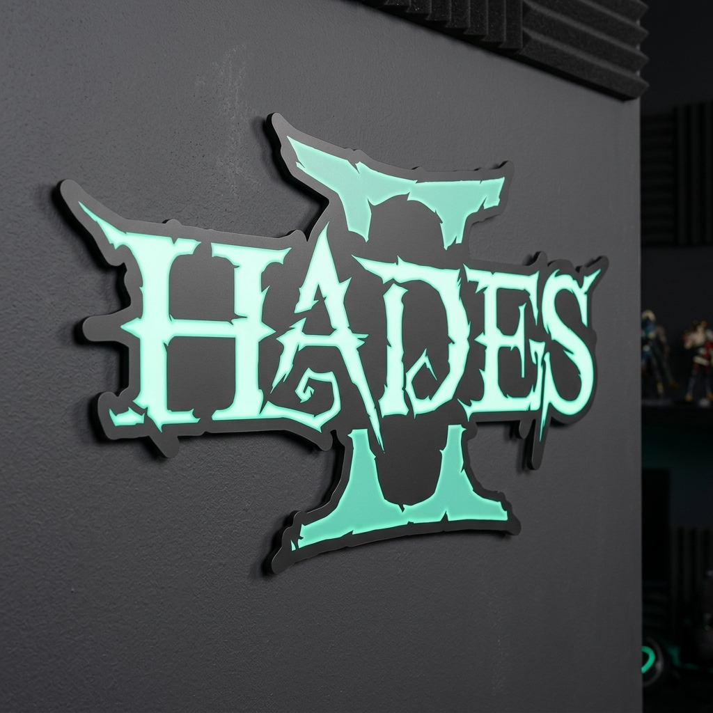 Glowing 'Hades' logo on a dark background