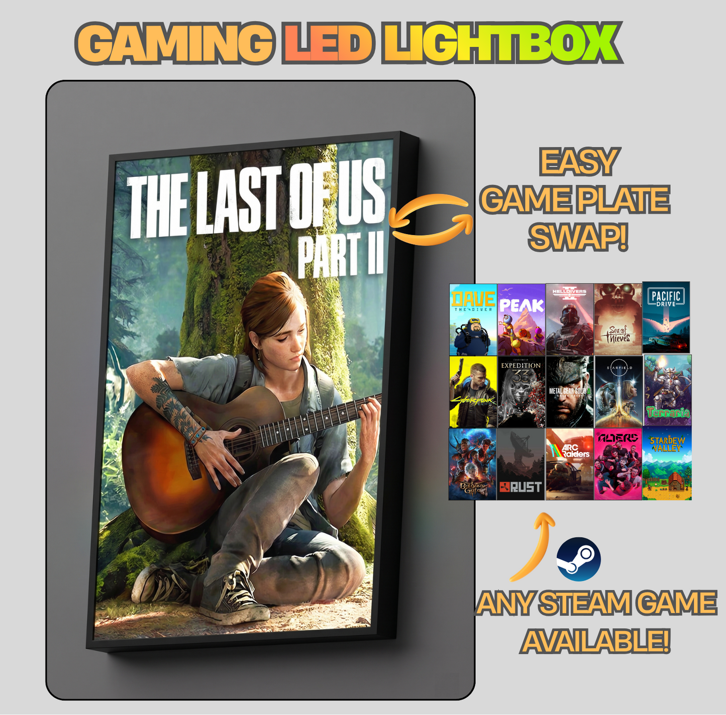 The Last Of Us Part 2 LED Lightbox Gaming Poster | Custom Game Light Box | Gamer Room Decor | USB LED Frame