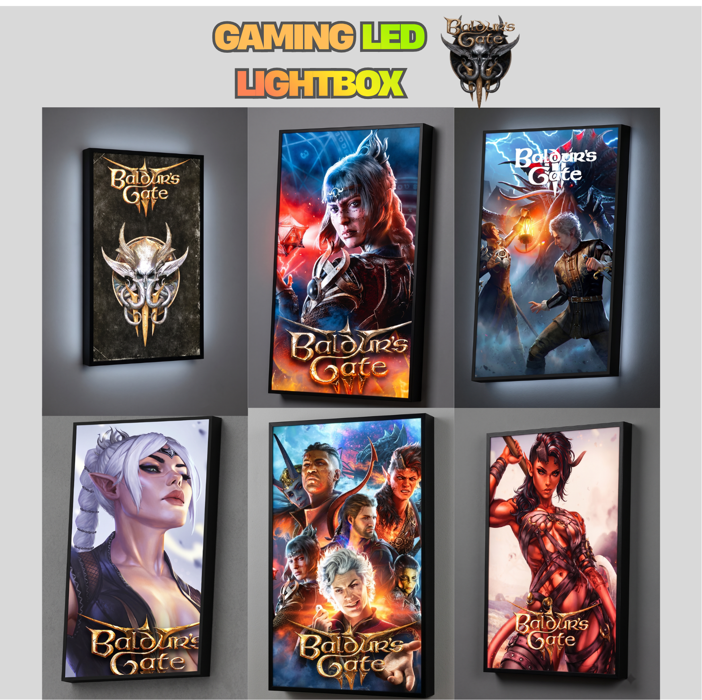 Baldur's Gate 3 LED Lightbox Gaming Poster | Custom Game Light Box | Gamer Room Decor | USB LED Frame