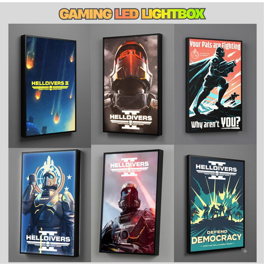 Helldivers 2 LED Lightbox Gaming Poster | Custom Game Light Box | Gamer Room Decor | USB LED Frame