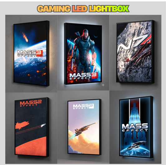Mass Effect LED Lightbox Gaming Poster | Custom Game Light Box | Gamer Room Decor | USB LED Frame