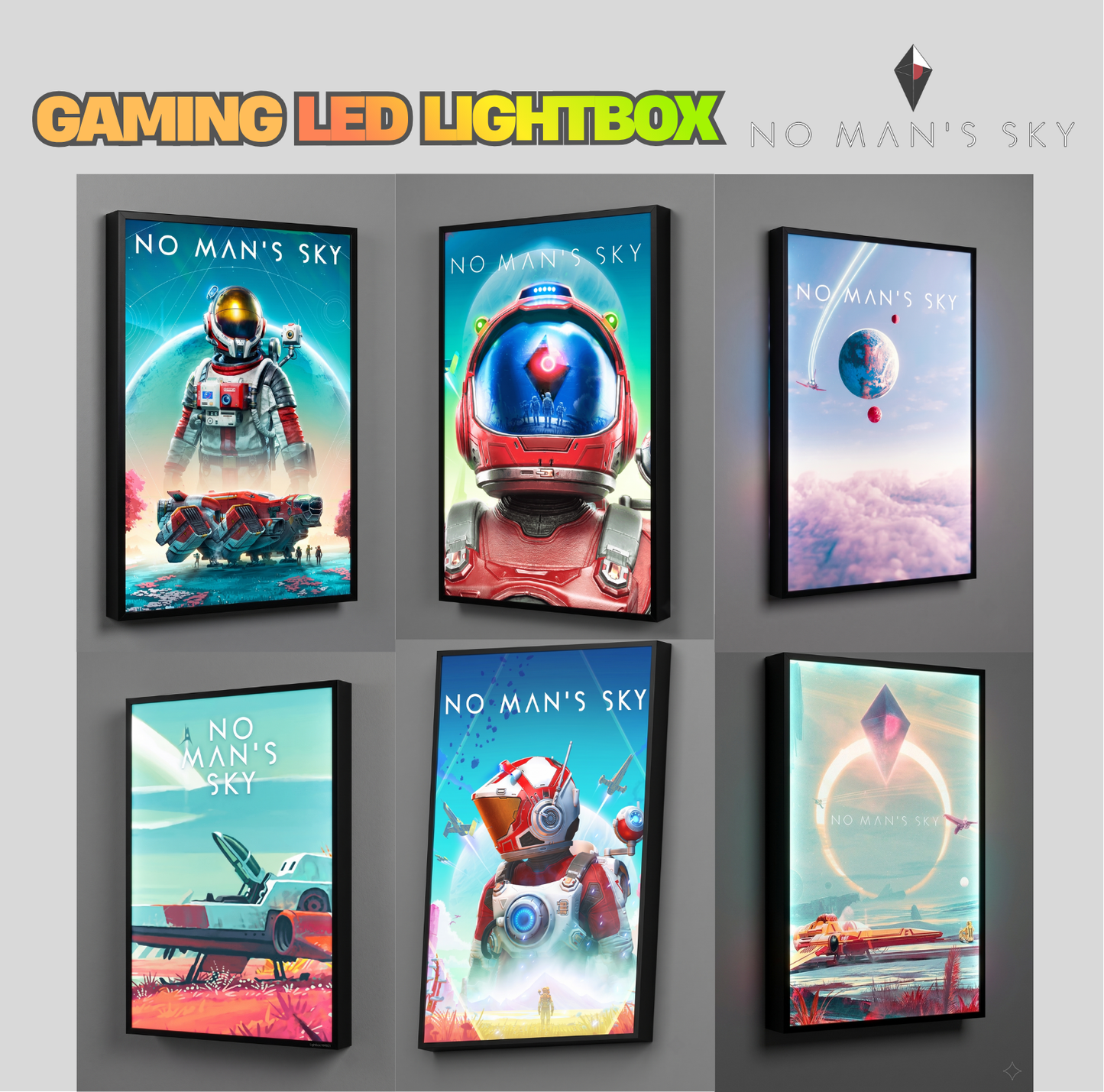 No Man's Sky LED Lightbox Gaming Poster | Custom Game Light Box | Gamer Room Decor | USB LED Frame