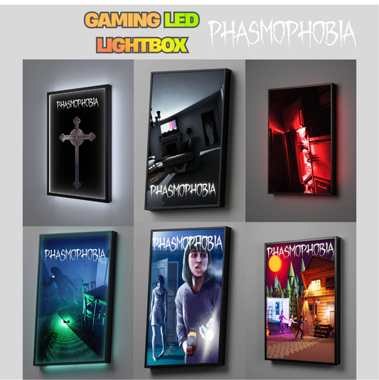 Phasmophobia LED Lightbox Gaming Poster | Custom Game Light Box | Gamer Room Decor | USB LED Frame