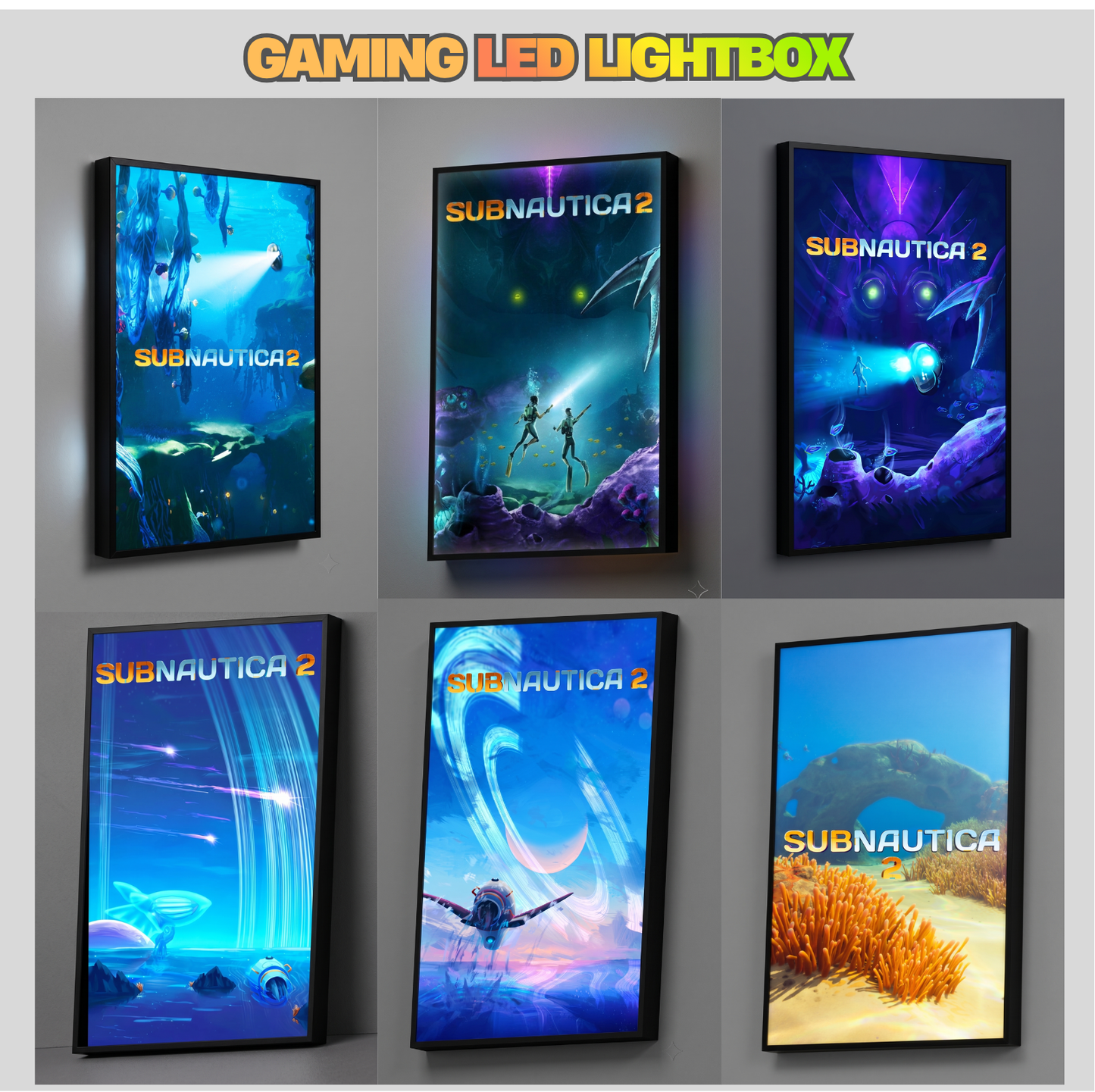 Subnautica 2 LED Lightbox Gaming Poster | Custom Game Light Box | Gamer Room Decor | USB LED Frame