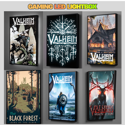 Valheim LED Lightbox Gaming Poster | Custom Game Light Box | Gamer Room Decor | USB LED Frame