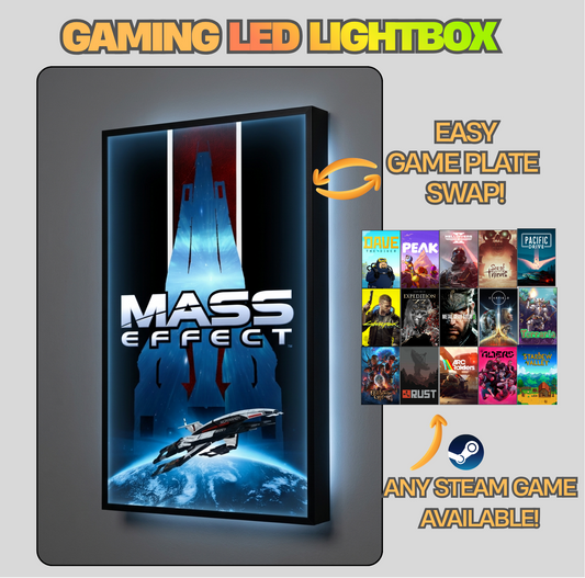 Mass Effect LED Lightbox Gaming Poster | Custom Game Light Box | Gamer Room Decor | USB LED Frame