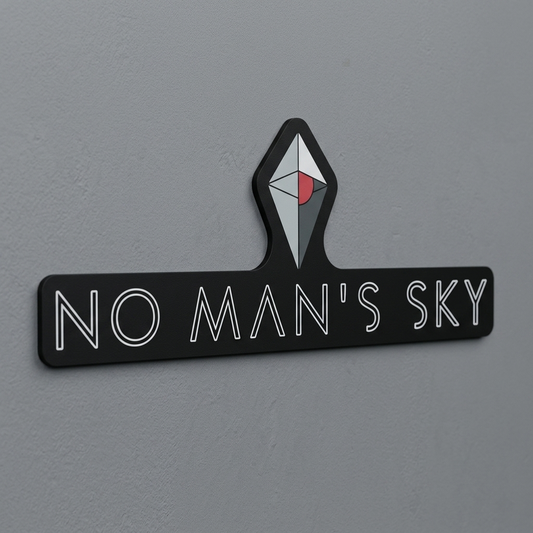 No Man's Sky logo on a gray background
