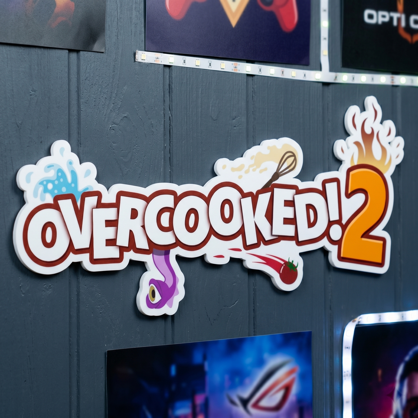 Overcooked 2 Gaming Wall Logo Sign | Gamer Room Decor