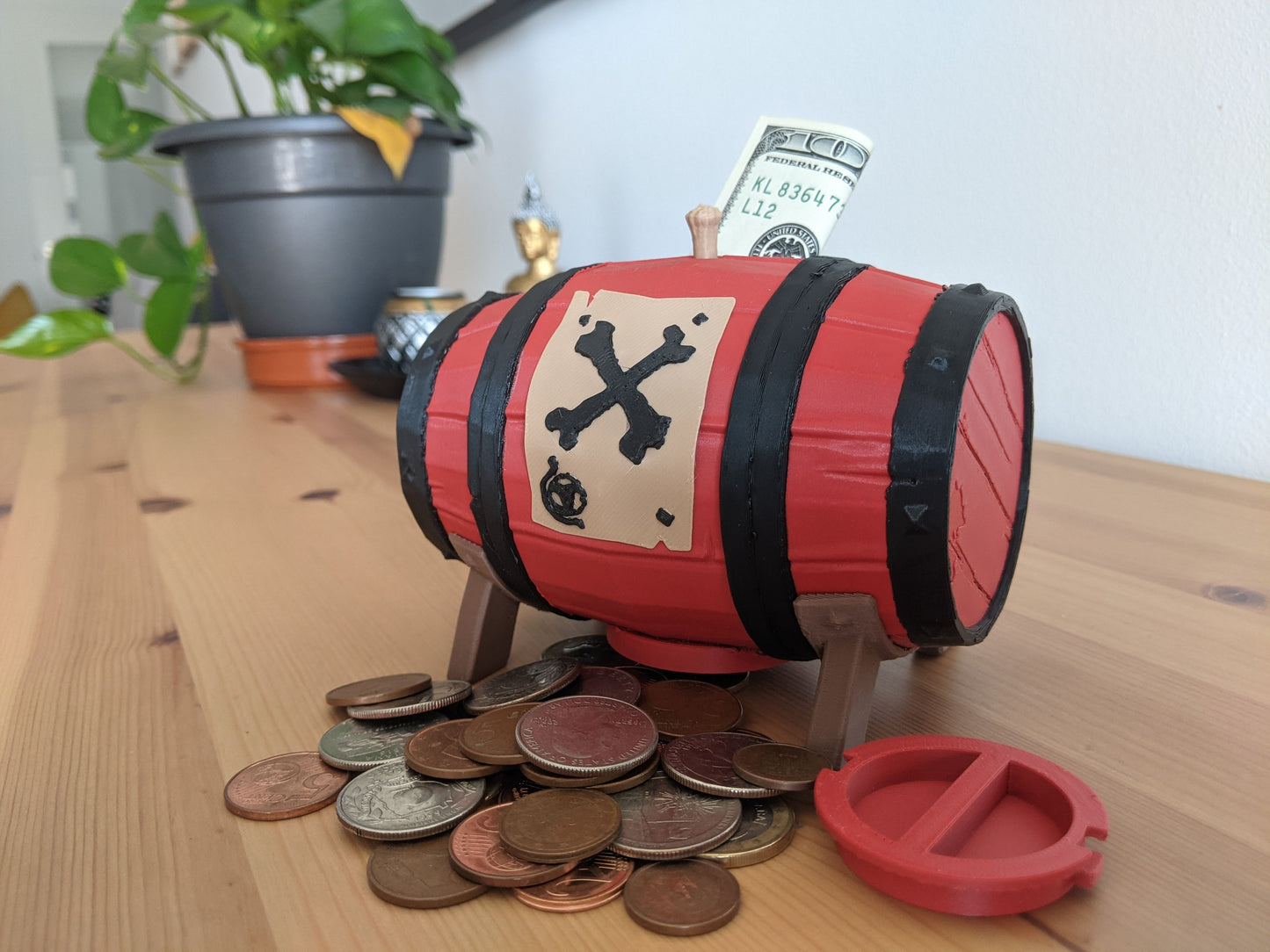 Sea of Thieves Gunpowder Barrel Keg Money Box, Gaming Piggy Bank, Birthday Gift Box, pirate-theme savings bank, gaming accessories desk deco