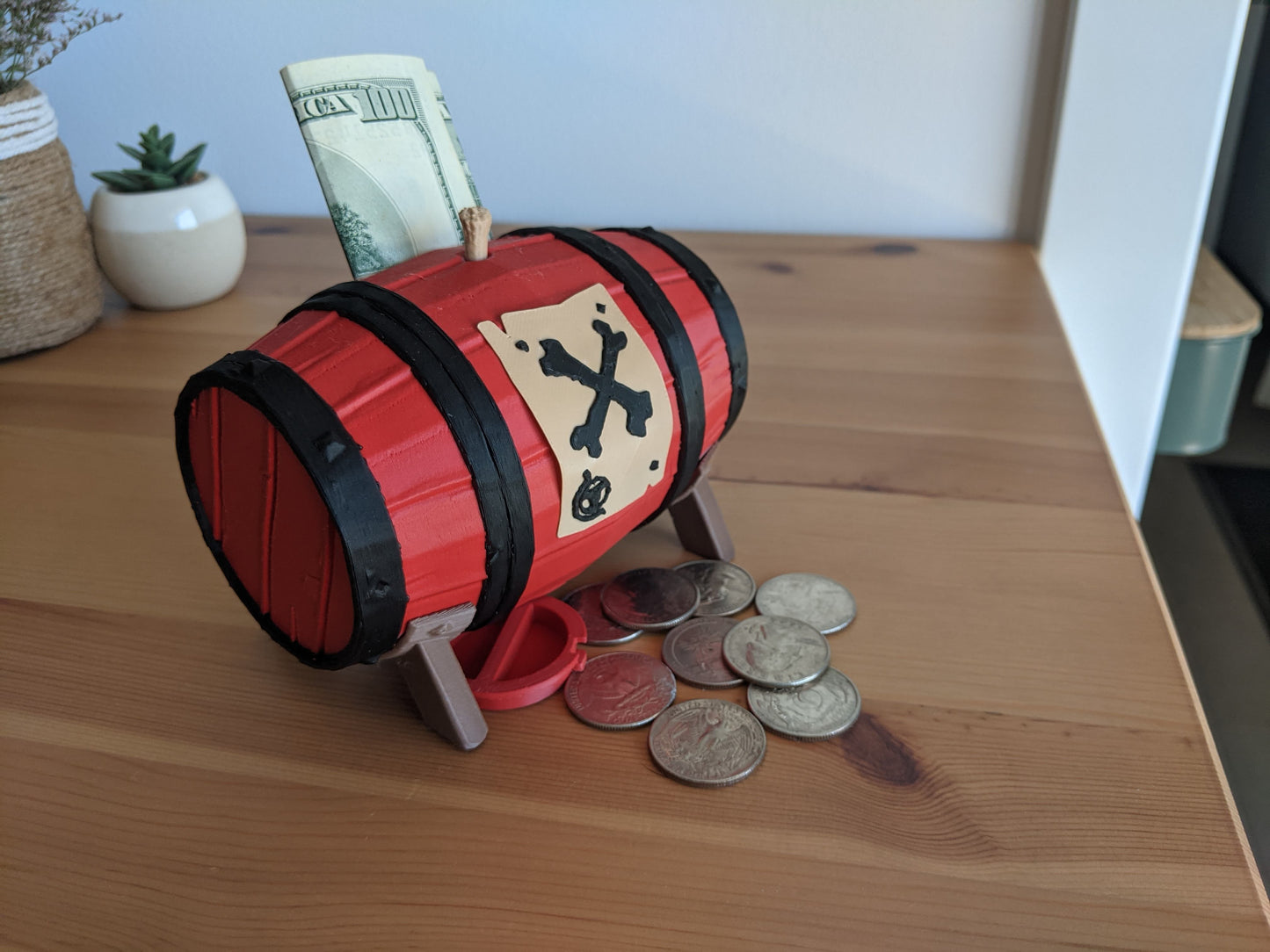 Sea of Thieves Gunpowder Barrel Keg Money Box, Gaming Piggy Bank, Birthday Gift Box, pirate-theme savings bank, gaming accessories desk deco