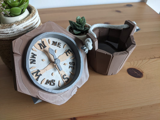 Sea of Thieves Figurines Cosplay Props - Sailor Bucket and Compass