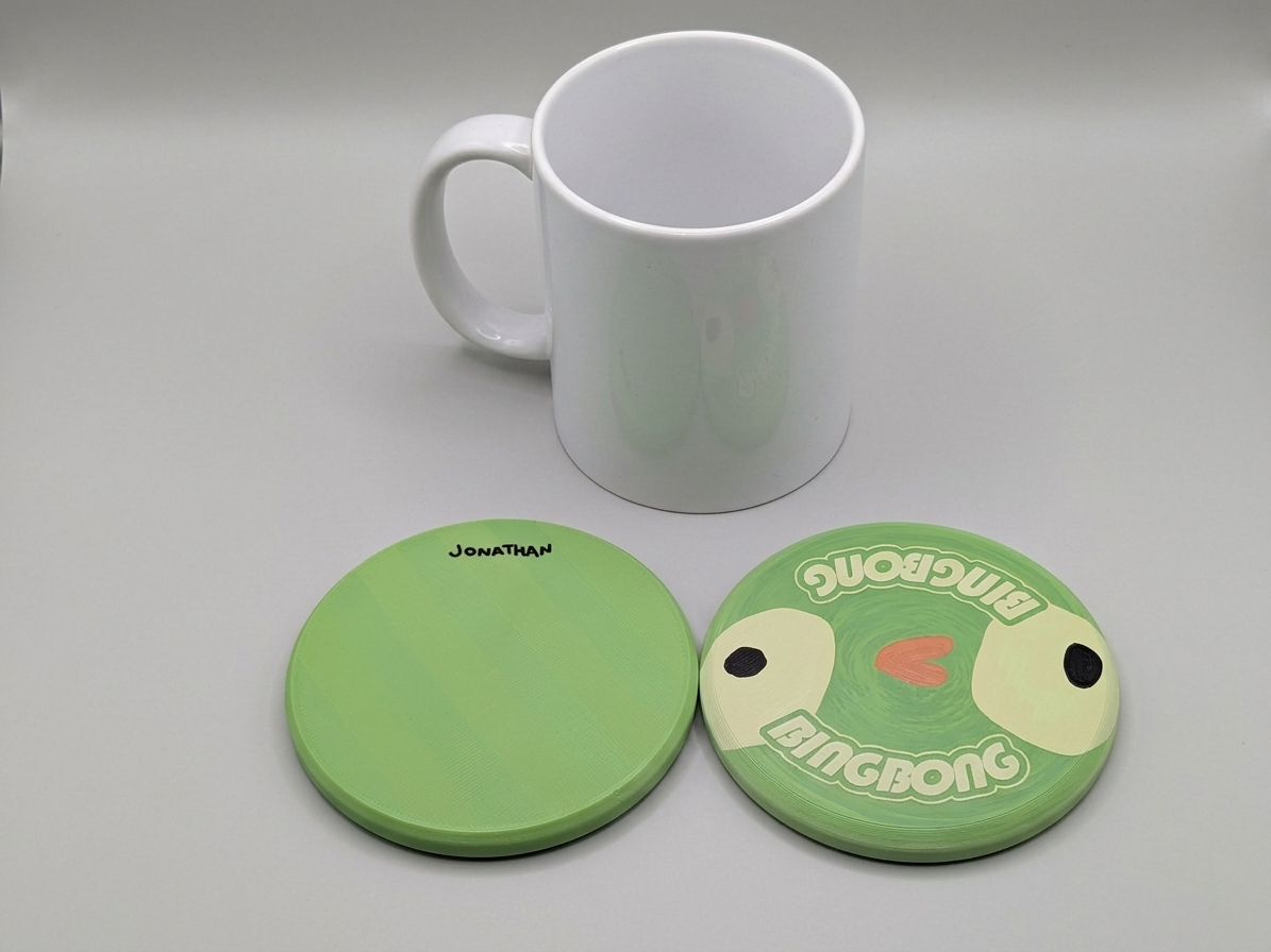 Peak Game Bing Bong Jonathan Frisbee 4" Coaster, Cup Holder, Gamer Gift