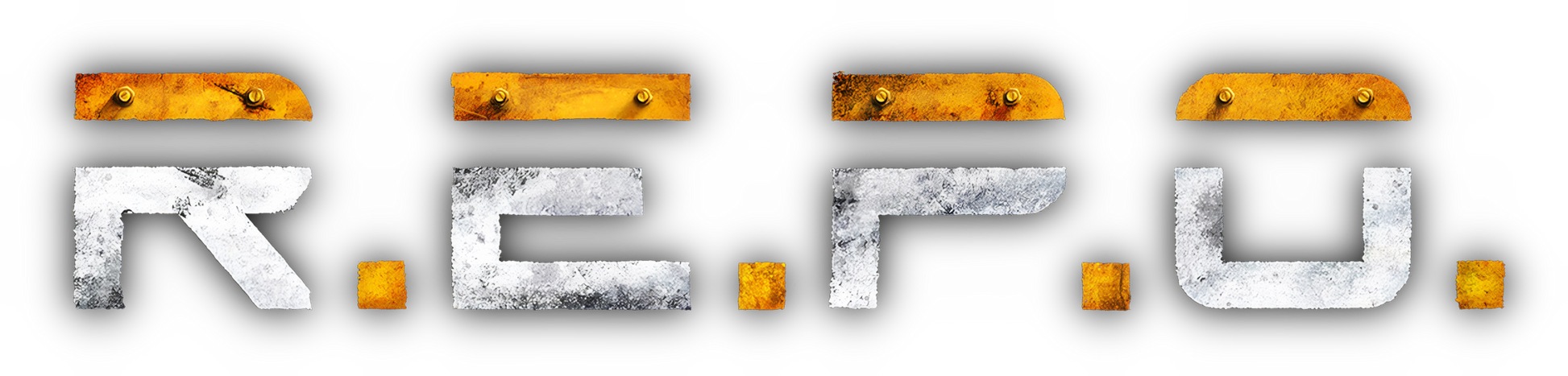 R.E.P.O logo with a metallic and worn-out appearance
