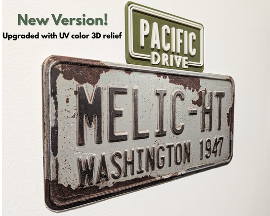 Pacific Drive License 3D Plate: Gaming Room Decor, Car Lover Gift