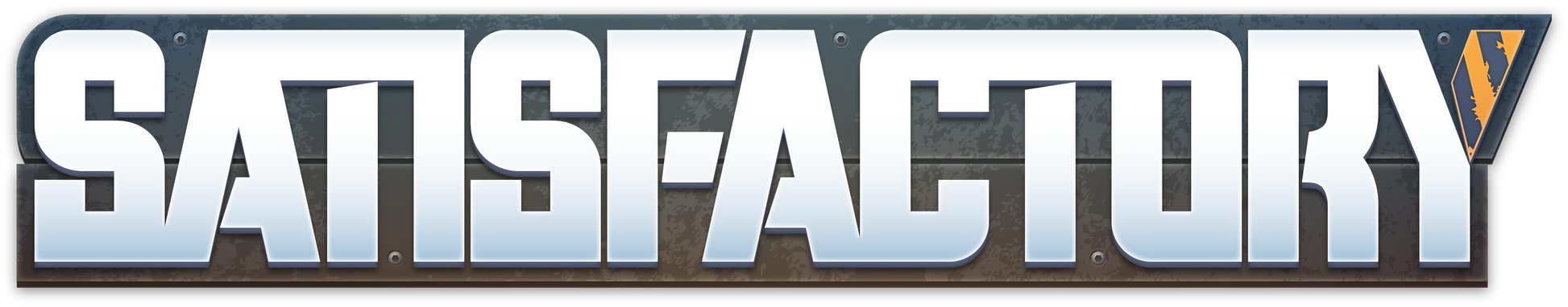 Logo of the game 'Satisfactory' with metallic text and a blue and gray color scheme.