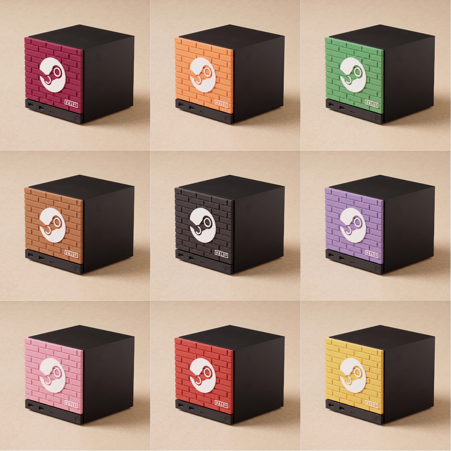 Steam Machine Front Plate Brick 3D Textures | Valve & Steam Logo Faceplate | Steam Machine Mod