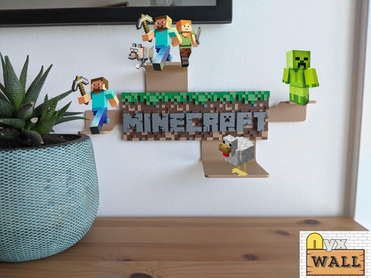 Minecraft Gaming Room Sign Lighting Wall and Desk Gift Ideas for Gamers | Wall Deco Birthday Gifts | Gaming Poster | Modular Figurine Stand