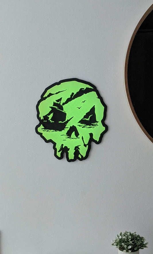 Sea of Thieves Skull Logo Plaque Gaming Sign Glow Color